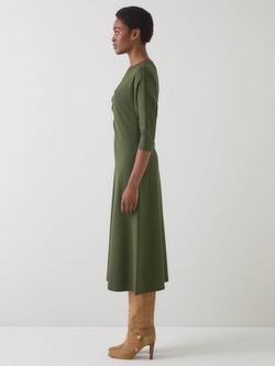 L.K.Bennett Suzy Jersey Dress, Dark Khaki - view 2, Dark Khaki