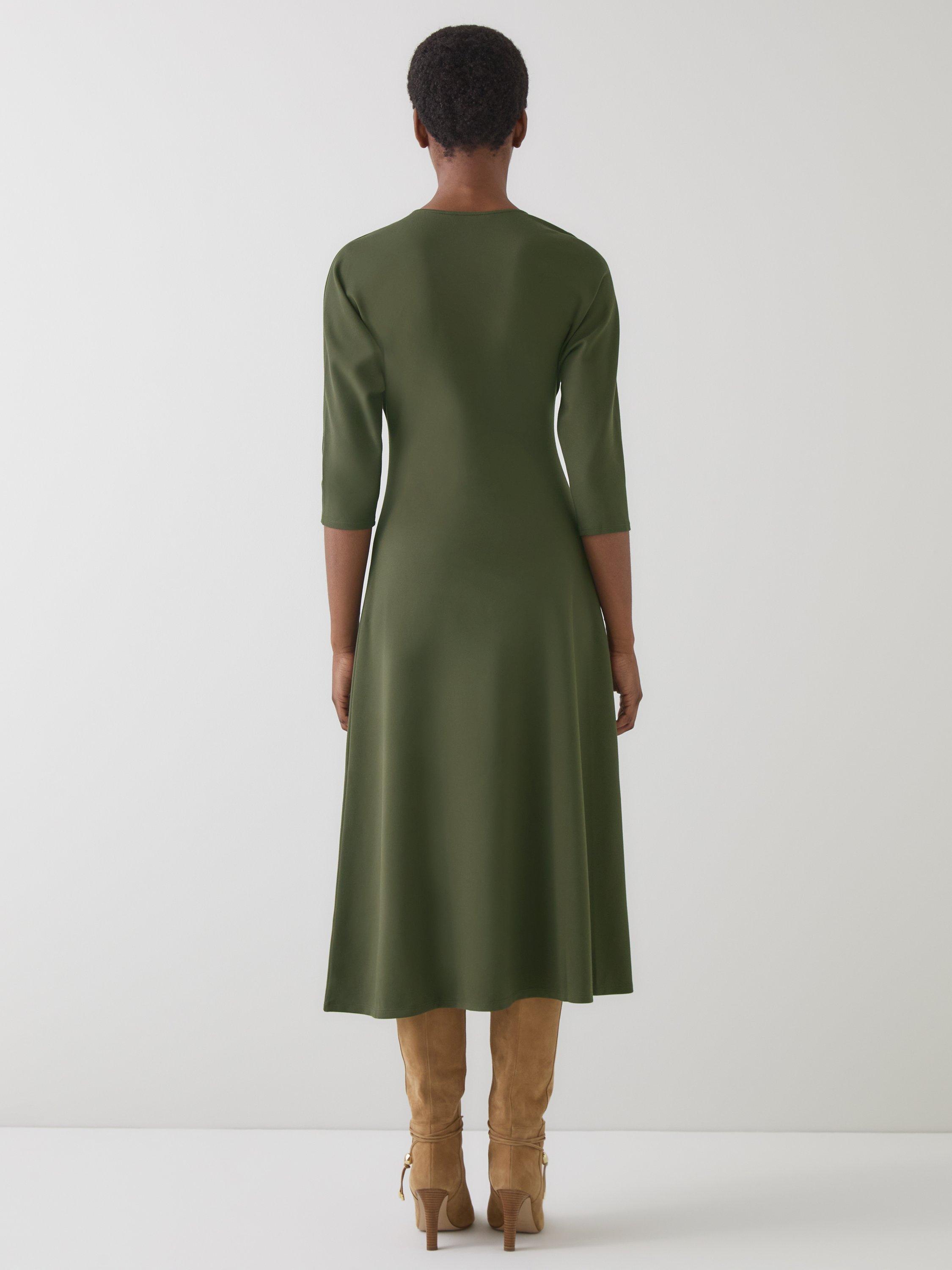Product image 3 of 4, which shows L.K.Bennett Suzy Jersey Dress, Dark Khaki, 6