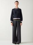 L.K.Bennett Alina Colour Contrast Jumper, Midnight Blue/Multi