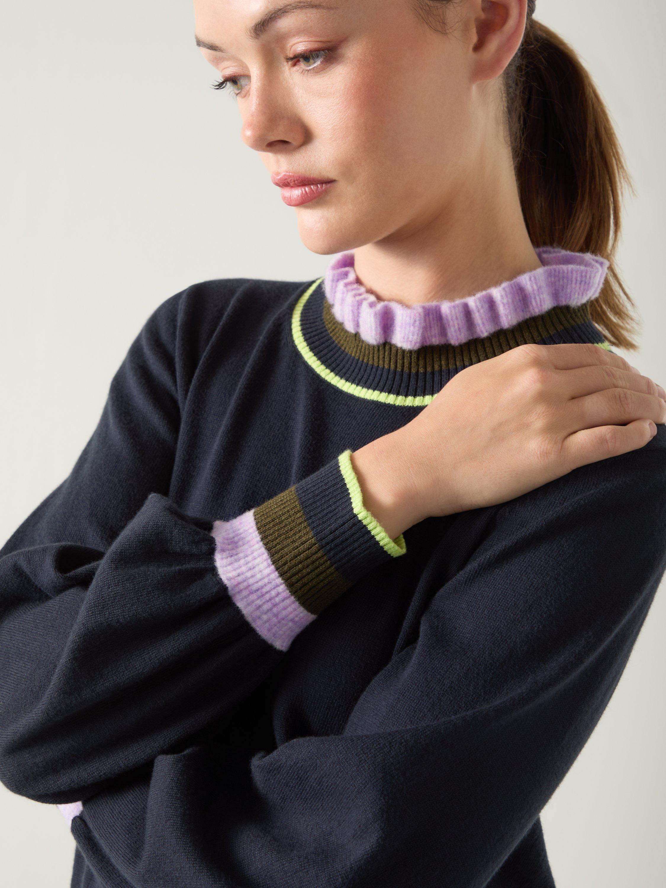 Product image 4 of 5, which shows L.K.Bennett Alina Colour Contrast Jumper, Midnight Blue/Multi, XS