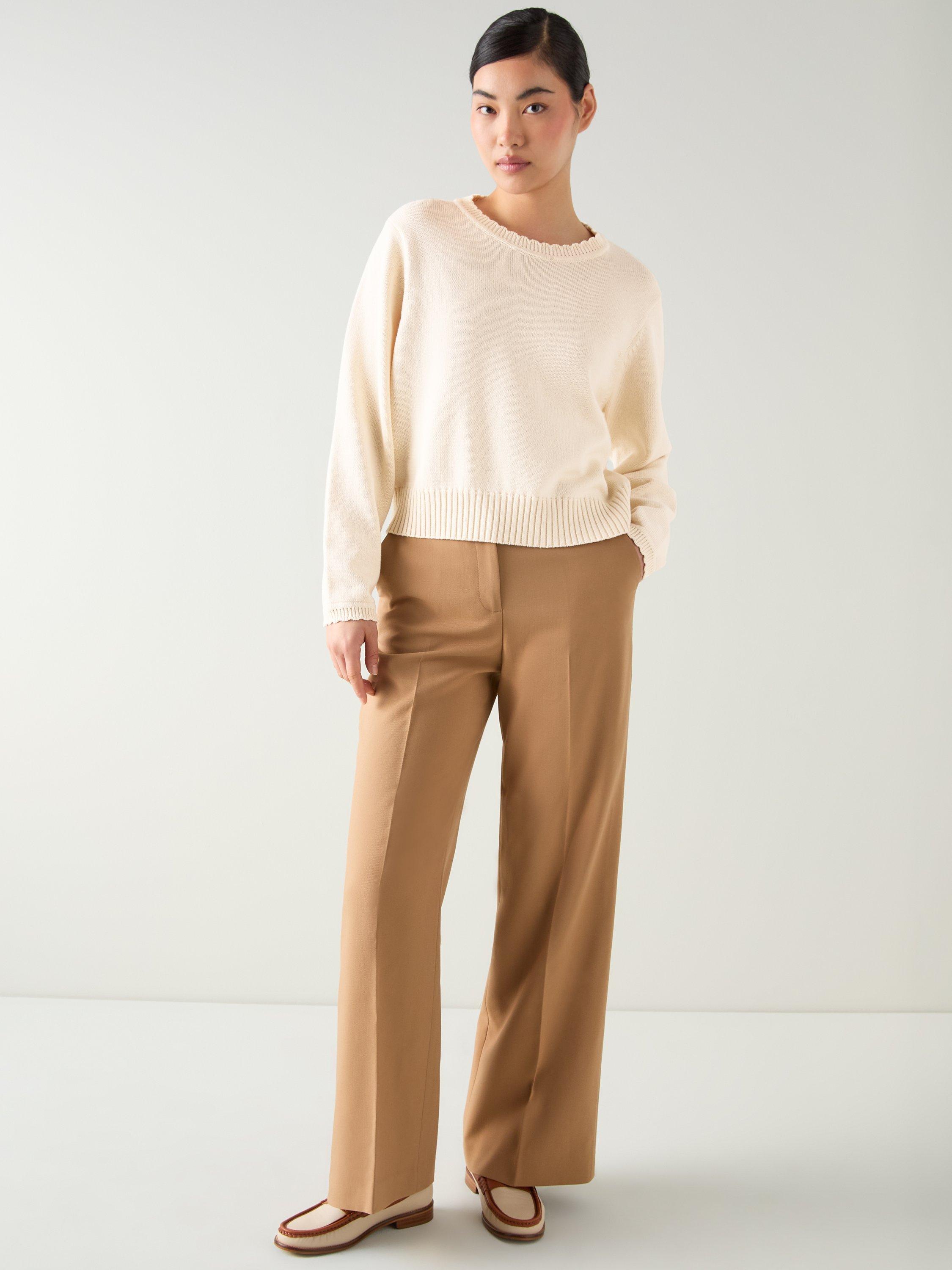 Product image 1 of 5, which shows L.K.Bennett Sandy Stitch Detail Jumper, Ivory, XS