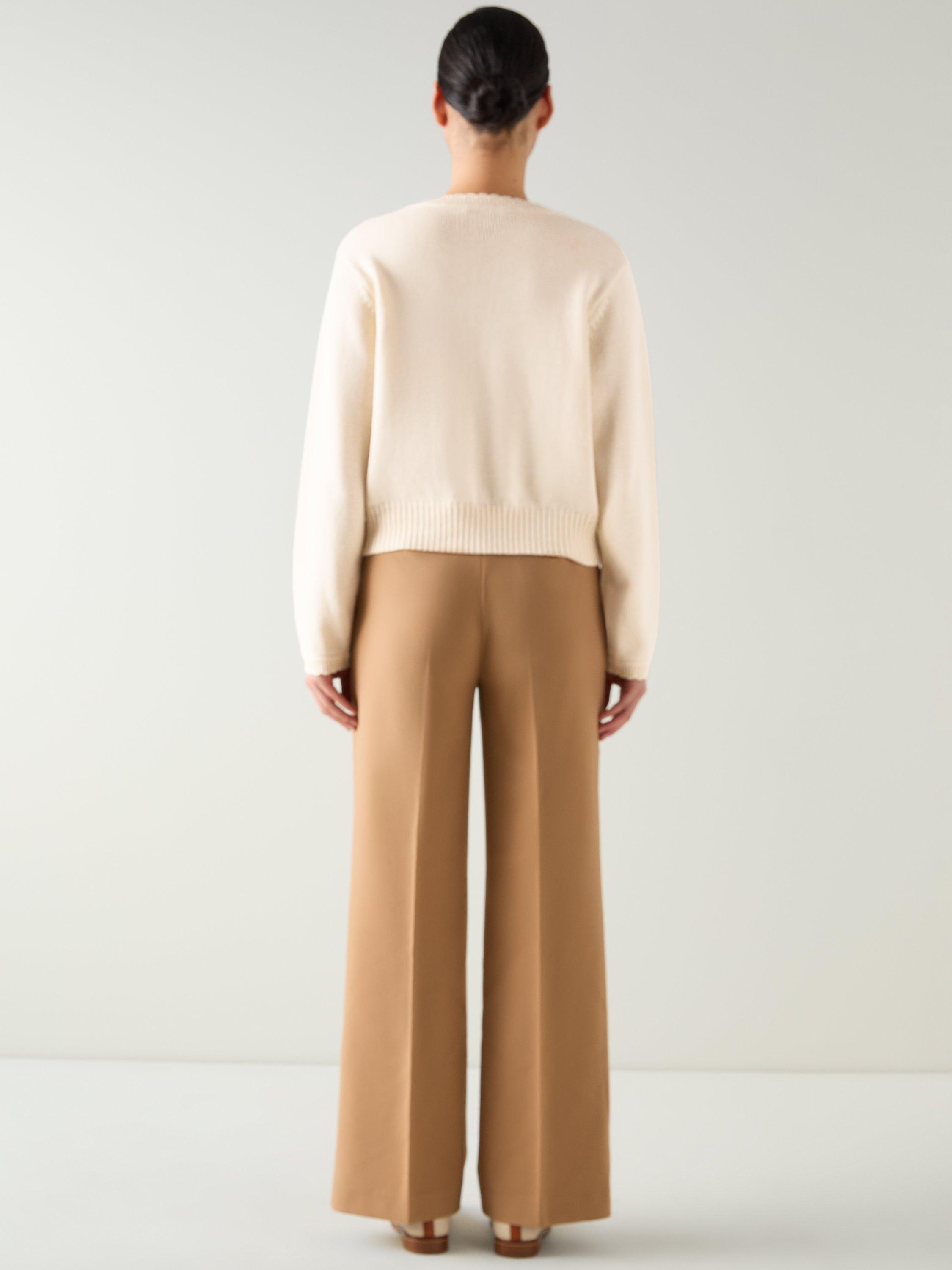 Product image 3 of 5, which shows L.K.Bennett Sandy Stitch Detail Jumper, Ivory, XS