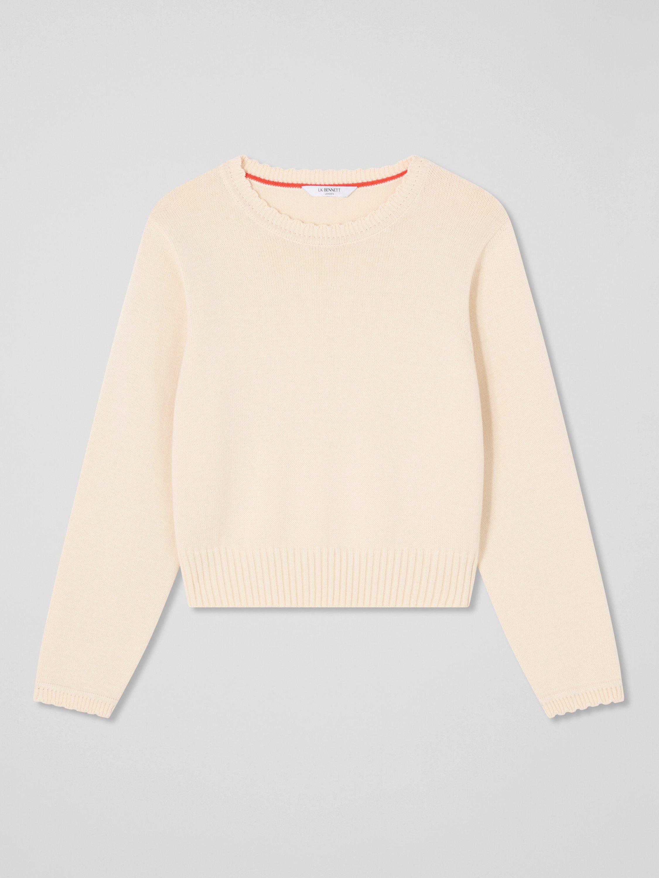 Product image 5 of 5, which shows L.K.Bennett Sandy Stitch Detail Jumper, Ivory, XS