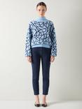 L.K.Bennett Willa Rope Print Wool Blend Jumper, Multi/Blue