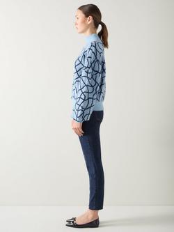 L.K.Bennett Willa Rope Print Wool Blend Jumper, Multi/Blue - view 2, Multi/Blue