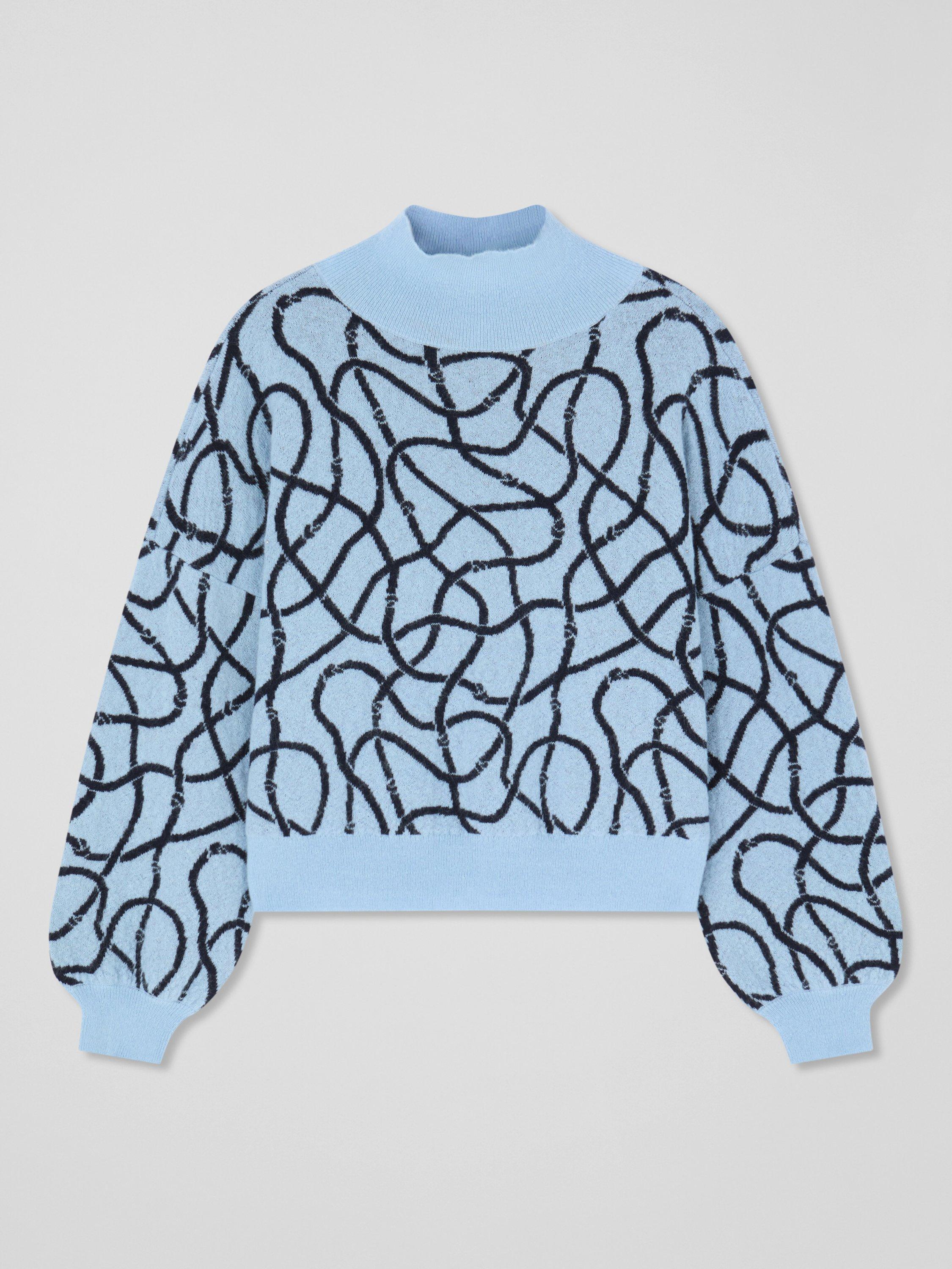 Product image 5 of 5, which shows L.K.Bennett Willa Rope Print Wool Blend Jumper, Multi/Blue, XS
