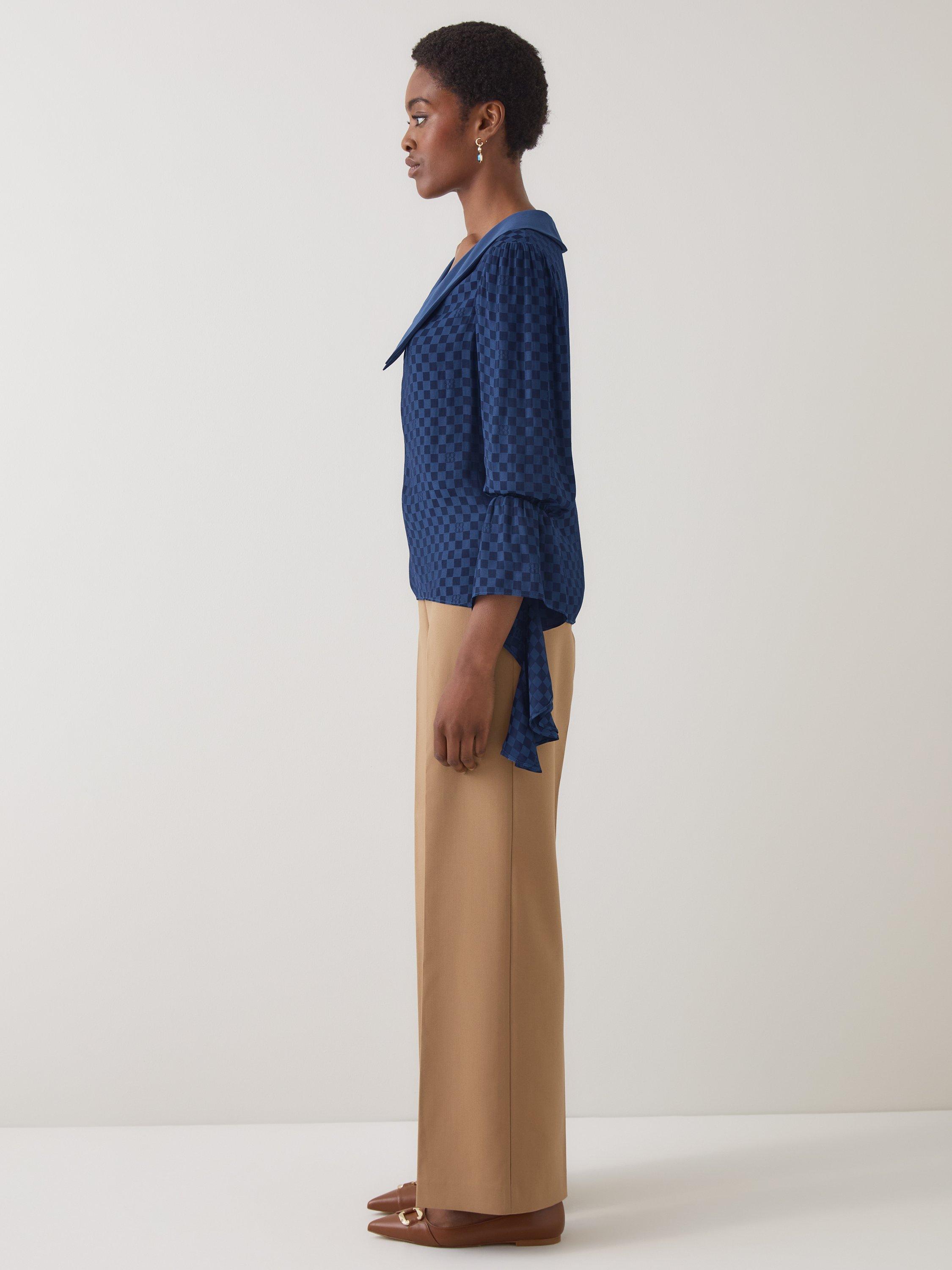 Product image 2 of 5, which shows L.K.Bennett Clarita Check Top, Navy, 6