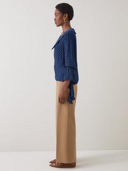 L.K.Bennett Clarita Check Top, Navy - view 2, Navy