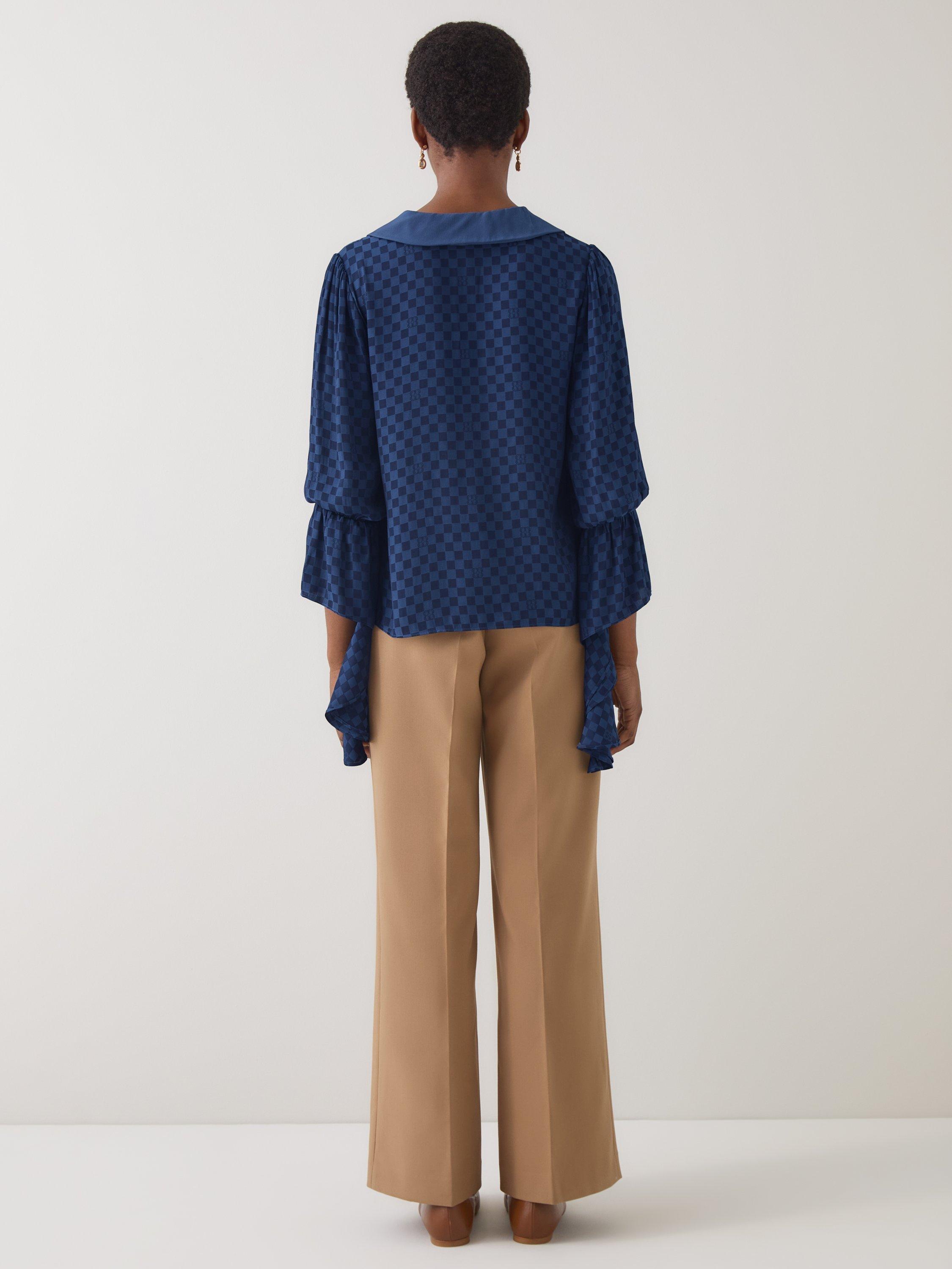 Product image 3 of 5, which shows L.K.Bennett Clarita Check Top, Navy, 6