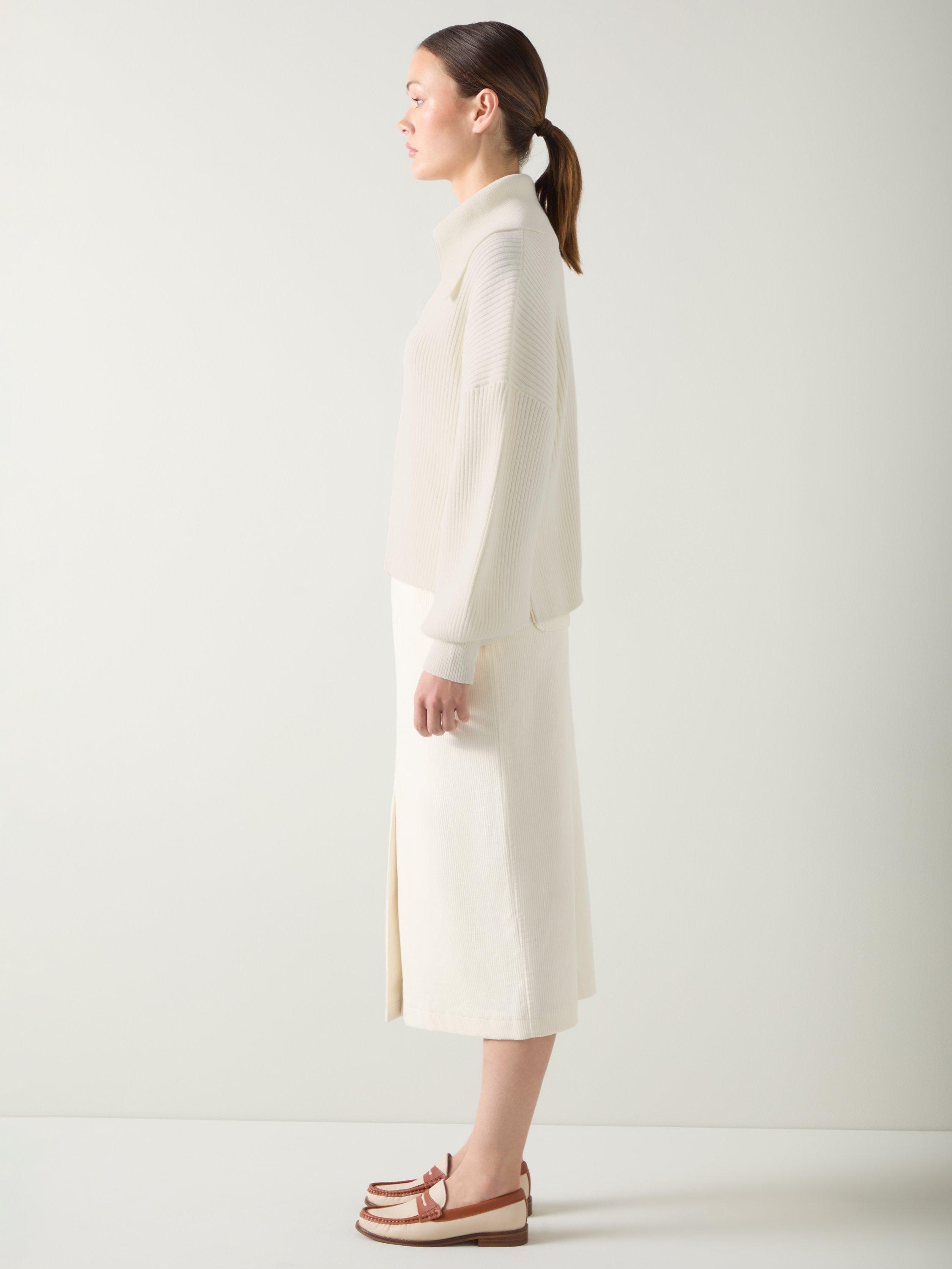 Product image 2 of 5, which shows L.K.Bennett Polly V-Neck Jumper, Cream, XS