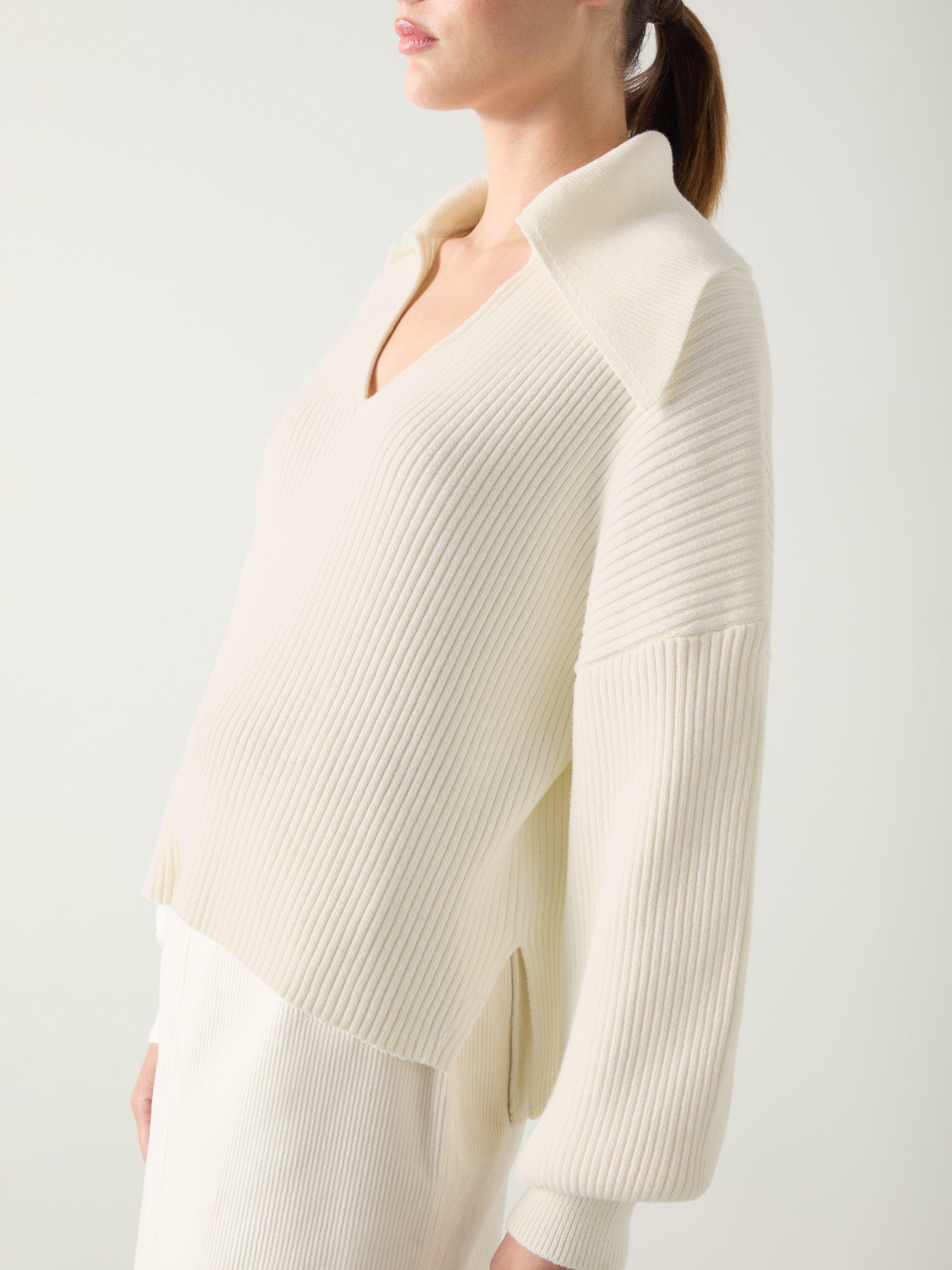 Product image 4 of 5, which shows L.K.Bennett Polly V-Neck Jumper, Cream, XS