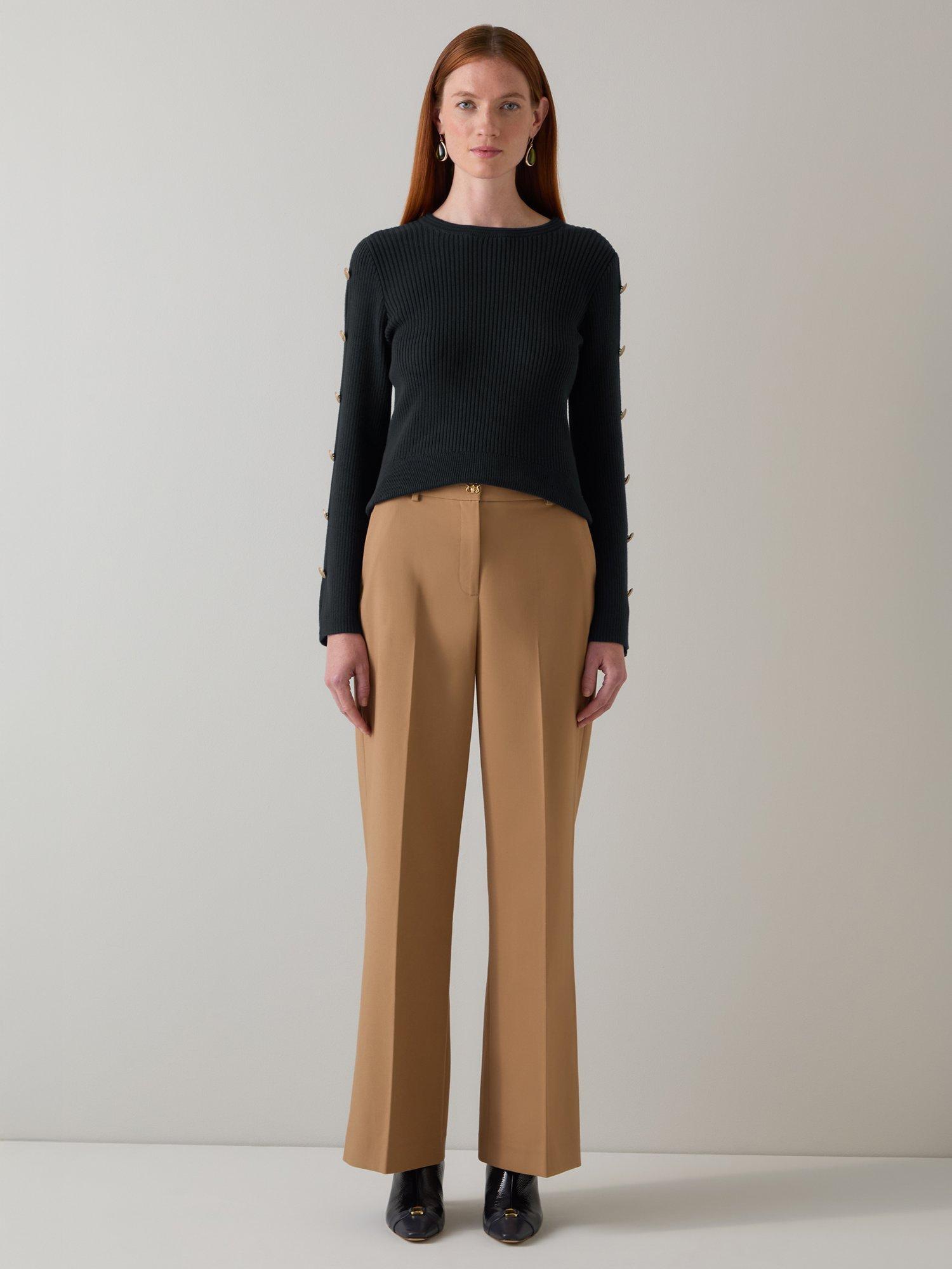 Product image 1 of 5, which shows L.K.Bennett Mirren Button Sleeve Jumper, Navy, XS