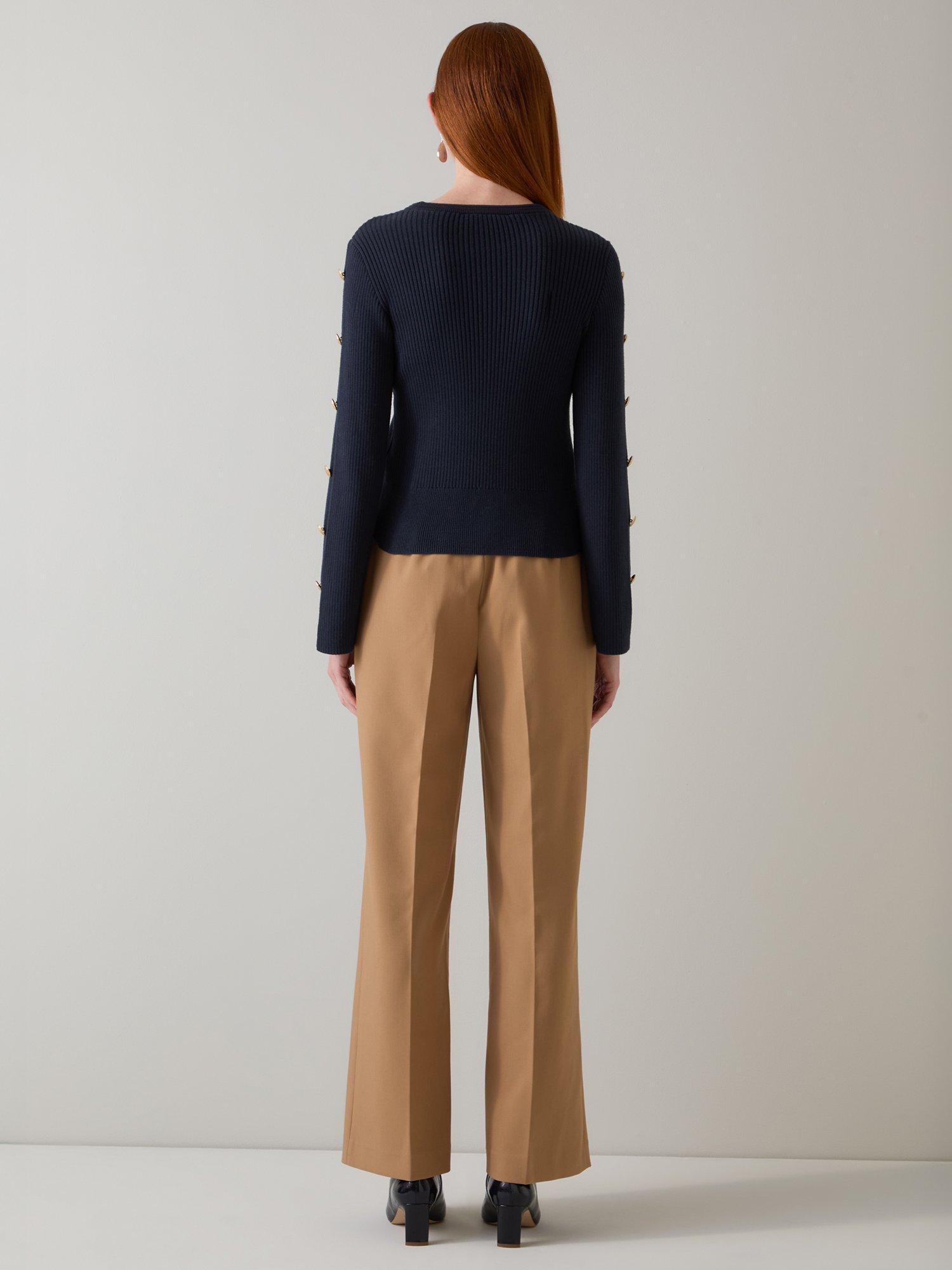 Product image 3 of 5, which shows L.K.Bennett Mirren Button Sleeve Jumper, Navy, XS