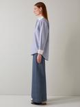 L.K.Bennett Hally Stripe Contrast Collar Shirt, Blu-navy/White
