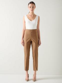 L.K.Bennett Amber Check Trousers containing TENCEL™ Lyocell, Brown