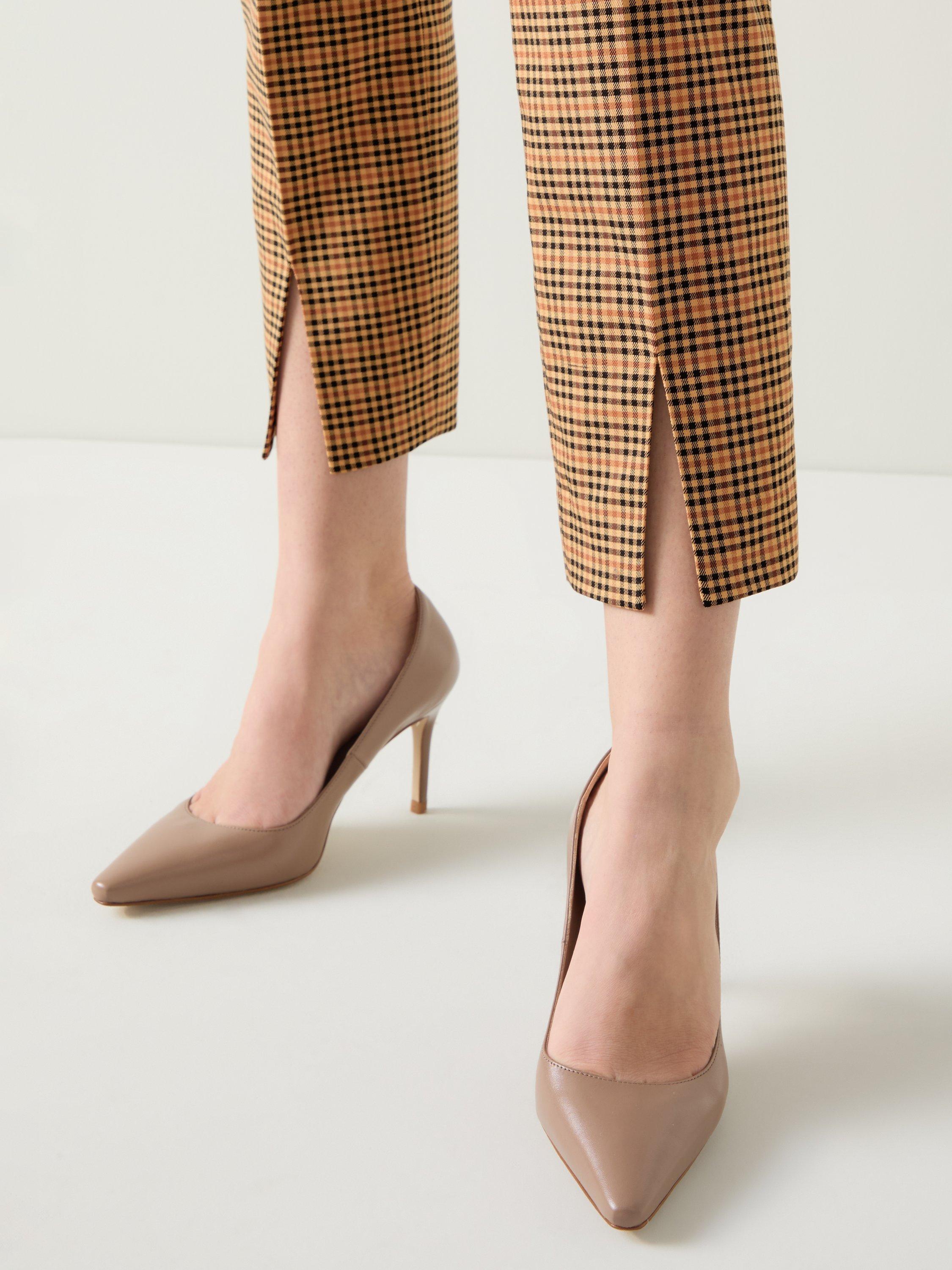 Product image 4 of 5, which shows L.K.Bennett Amber Check Trousers containing TENCEL™ Lyocell, Brown, 6