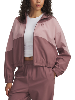 Under Armour Women's Rival Water-Resistant Woven Sports Jacket, Maroon Mist/Pink, Maroon Mist / Pink