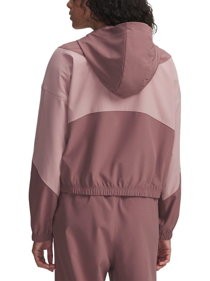 Product image 2 of 3, which shows Under Armour Women's Rival Water-Resistant Woven Sports Jacket, Maroon Mist / Pink, XS