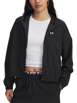 Under Armour Women's Rival Water-Resistant Woven Sports Jacket, Maroon Mist/Pink, Black / White