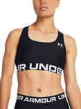 Under Armour Logo Medium Impact Padded Sports Bra, Black / White