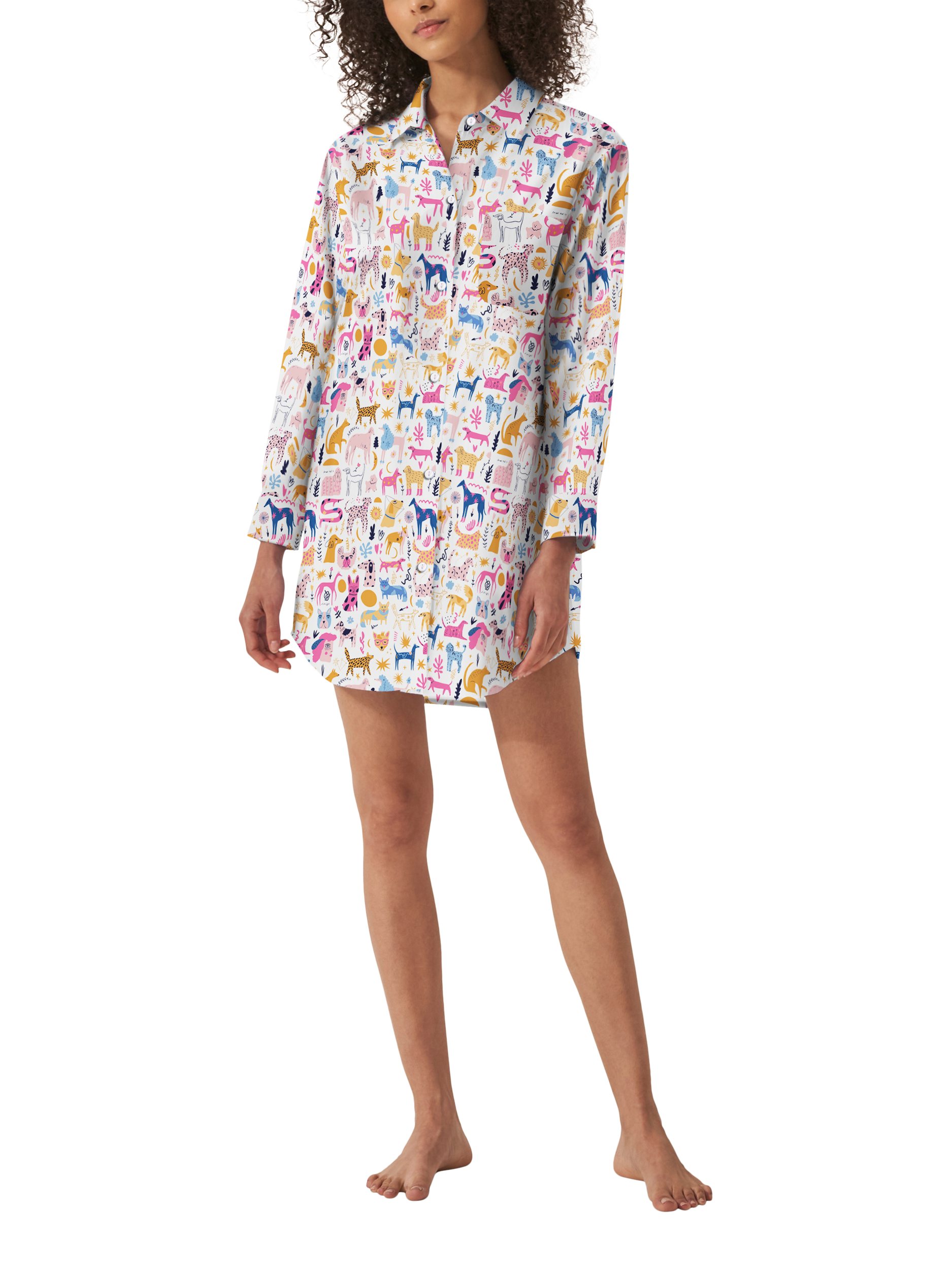 Product image 1 of 1, which shows myza Dog Print Nightshirt, Multi, S