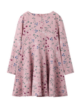Polarn O. Pyret Kids' Cotton Long Sleeved Floral Print Dress, Pink