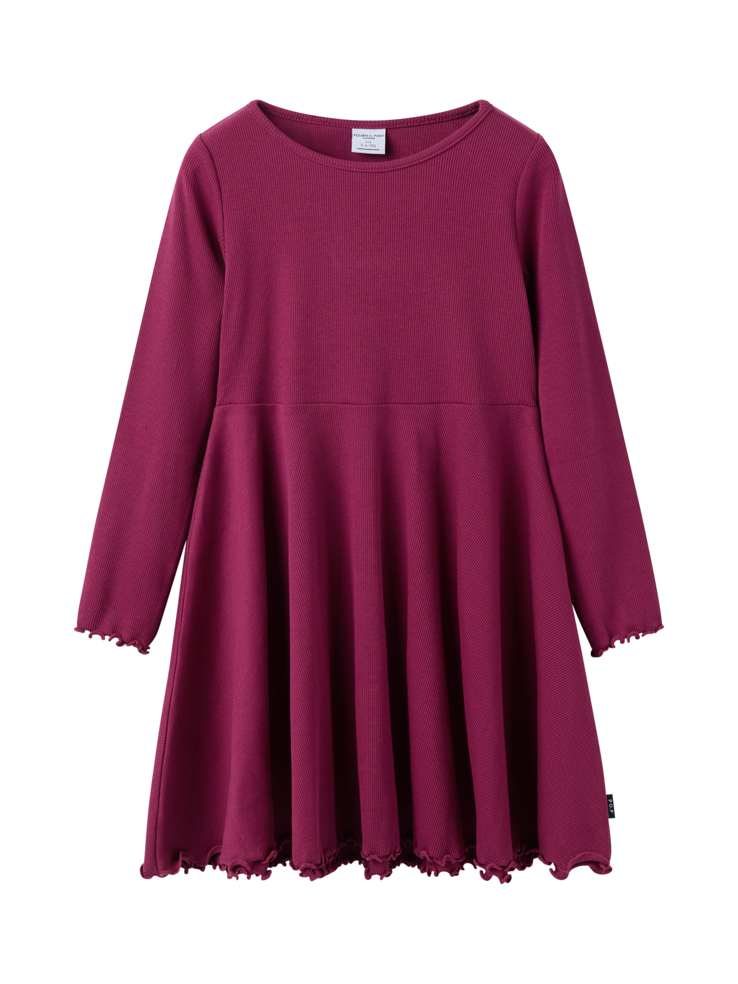 Polarn O. Pyret Kids' Cotton Long Sleeved Dress, Pink