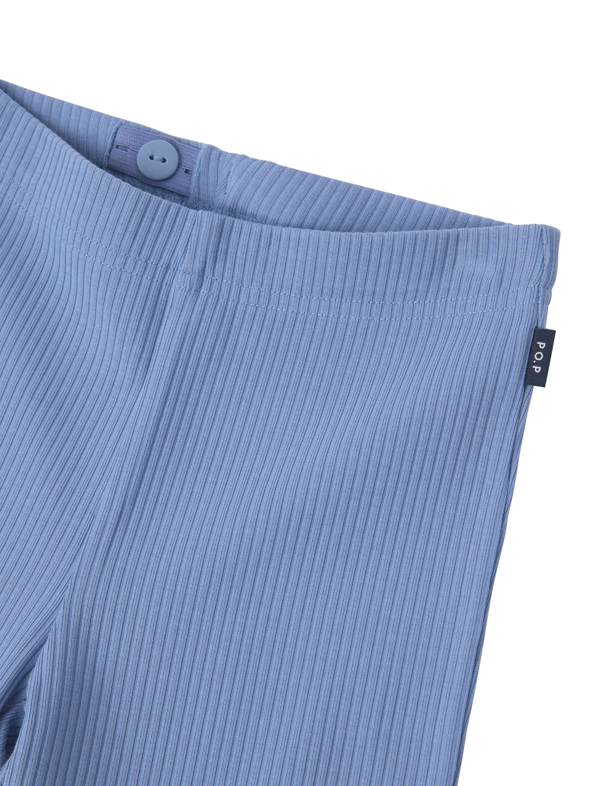 Product image 2 of 4, which shows Polarn O. Pyret Kids' Flared Leggings, Blue, 3-4 years