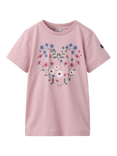 Polarn O. Pyret Kids' Cotton Floral Print T-Shirt, Pink