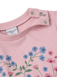Polarn O. Pyret Kids' Cotton Floral Print T-Shirt, Pink