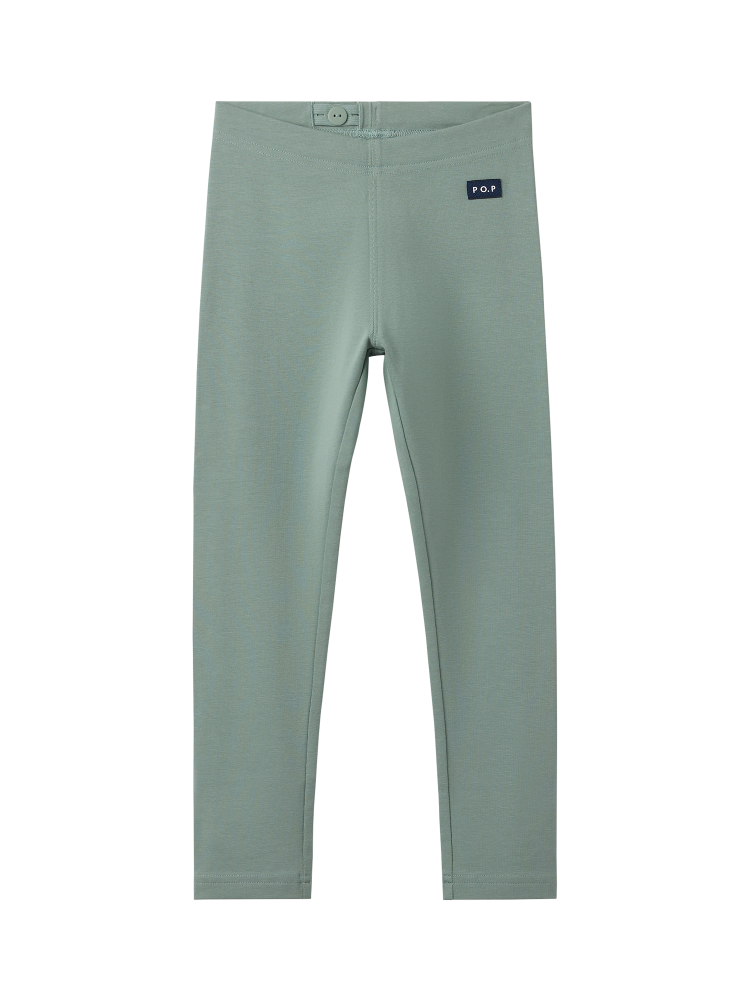 Product image 1 of 4, which shows Polarn O. Pyret Kids' Plain Leggings, Green, 3-4 years