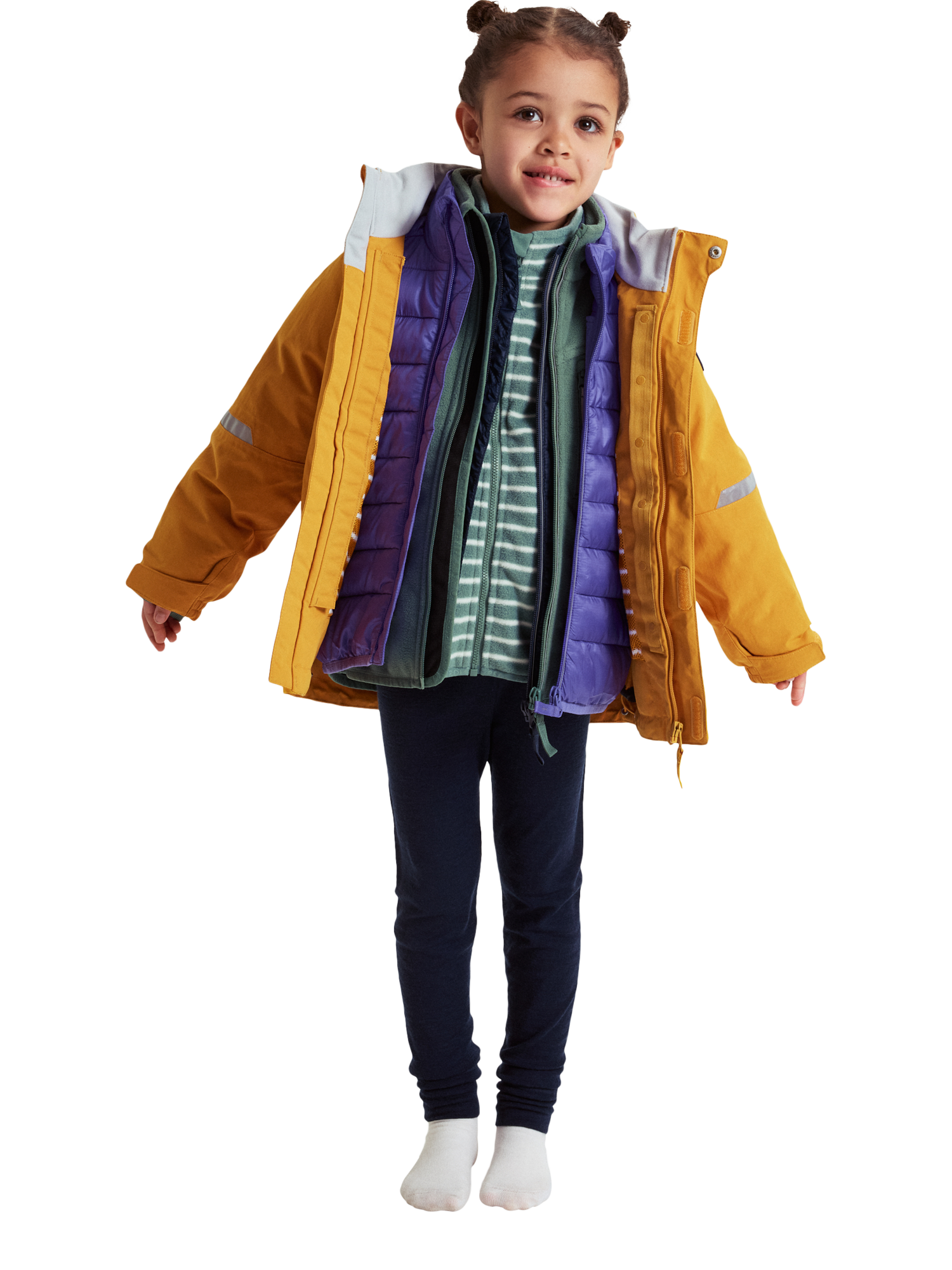 Product image 1 of 4, which shows Polarn O. Pyret Kids' Classic Leggings, Blue, 3-4 years