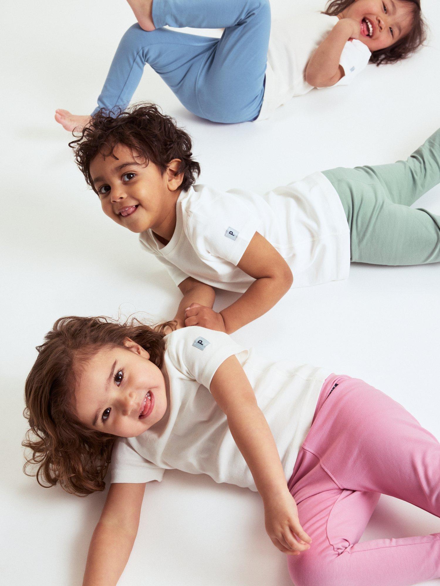 Product image 4 of 4, which shows Polarn O. Pyret Kids' Plain Leggings, Pink, 3-4 years