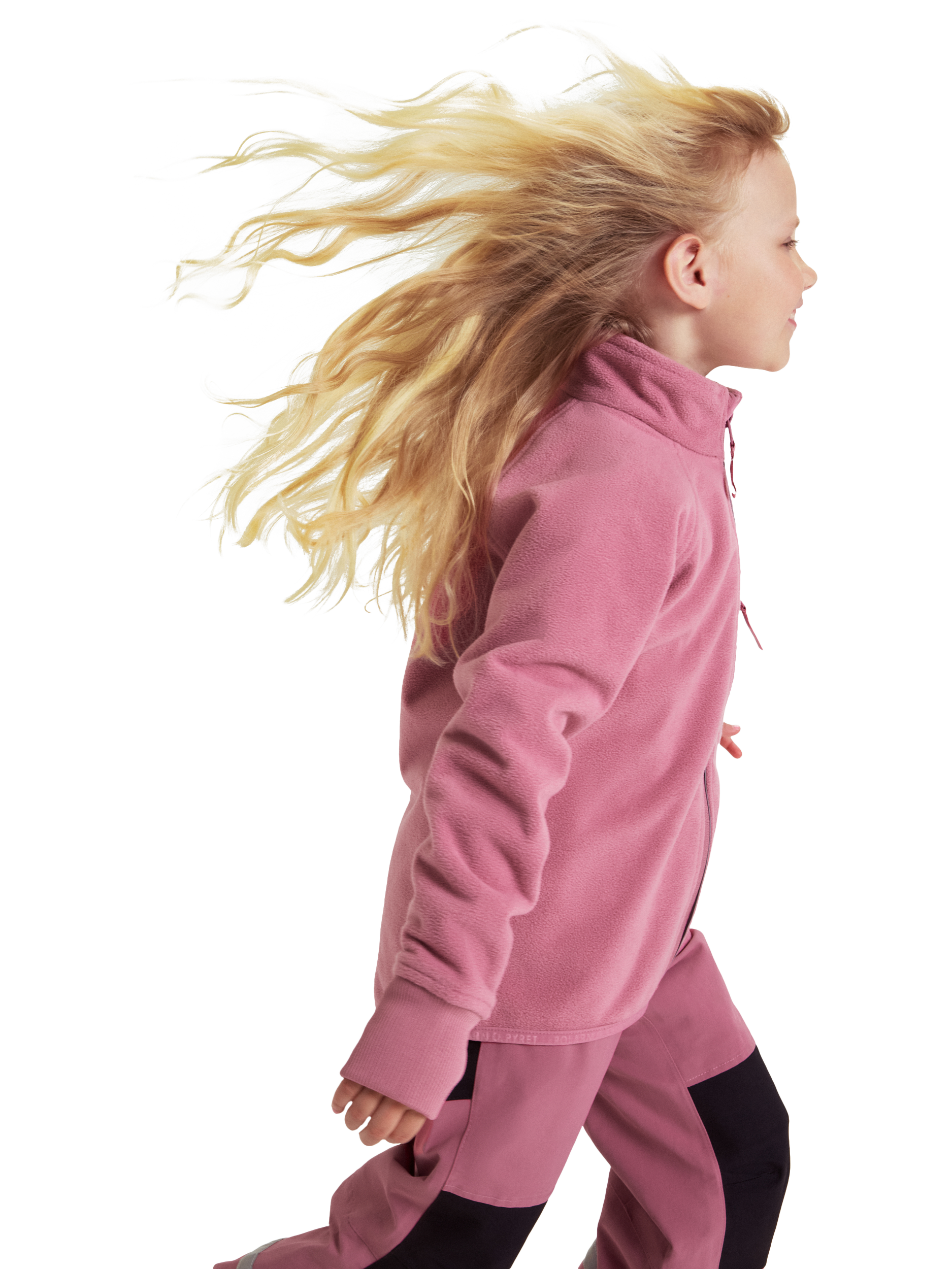Product image 2 of 6, which shows Polarn O. Pyret Kids' Windproof Fleece Jacket, Pink, 3-4 years