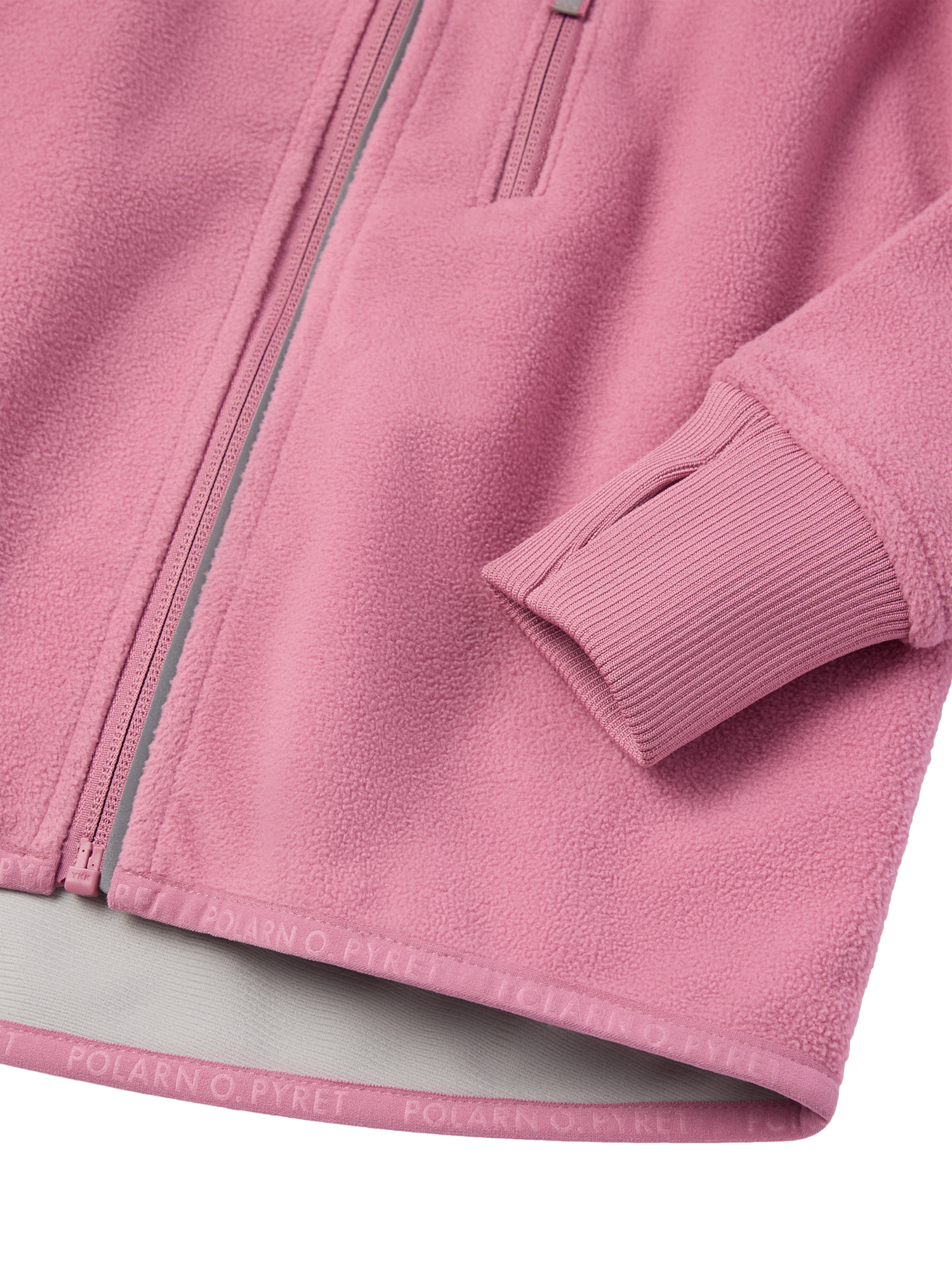 Product image 4 of 6, which shows Polarn O. Pyret Kids' Windproof Fleece Jacket, Pink, 3-4 years