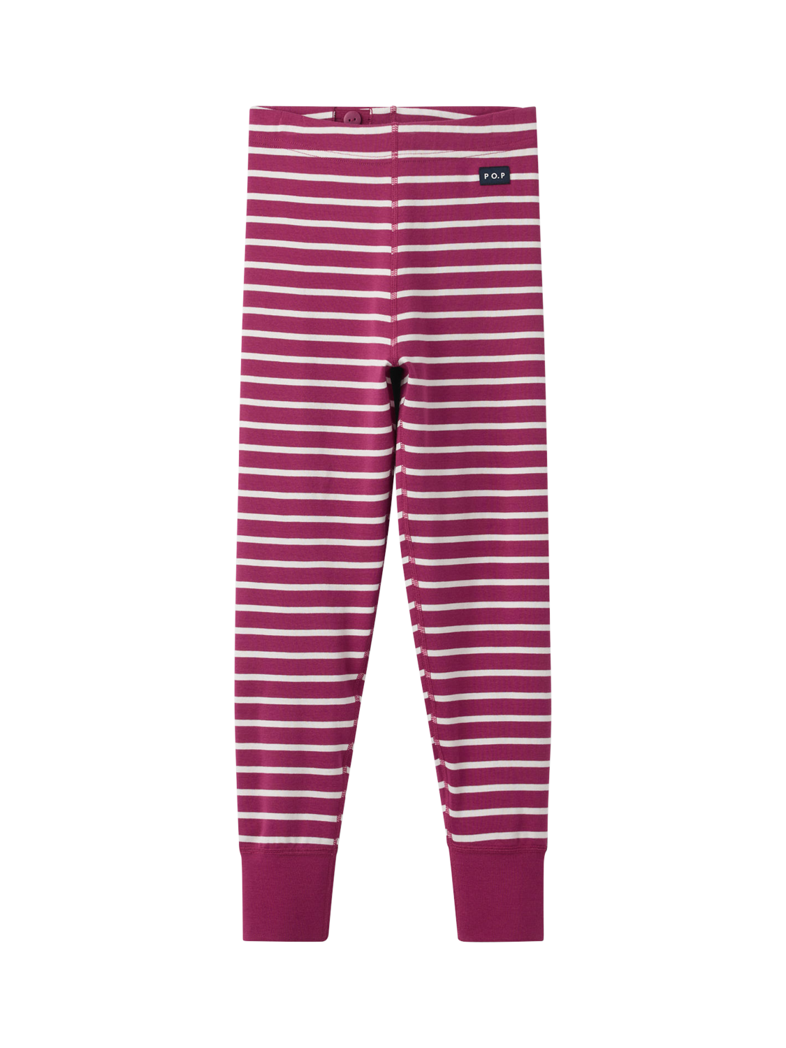 Product image 1 of 4, which shows Polarn O. Pyret Cotton Stripe Leggings, Pink, 18-24 months
