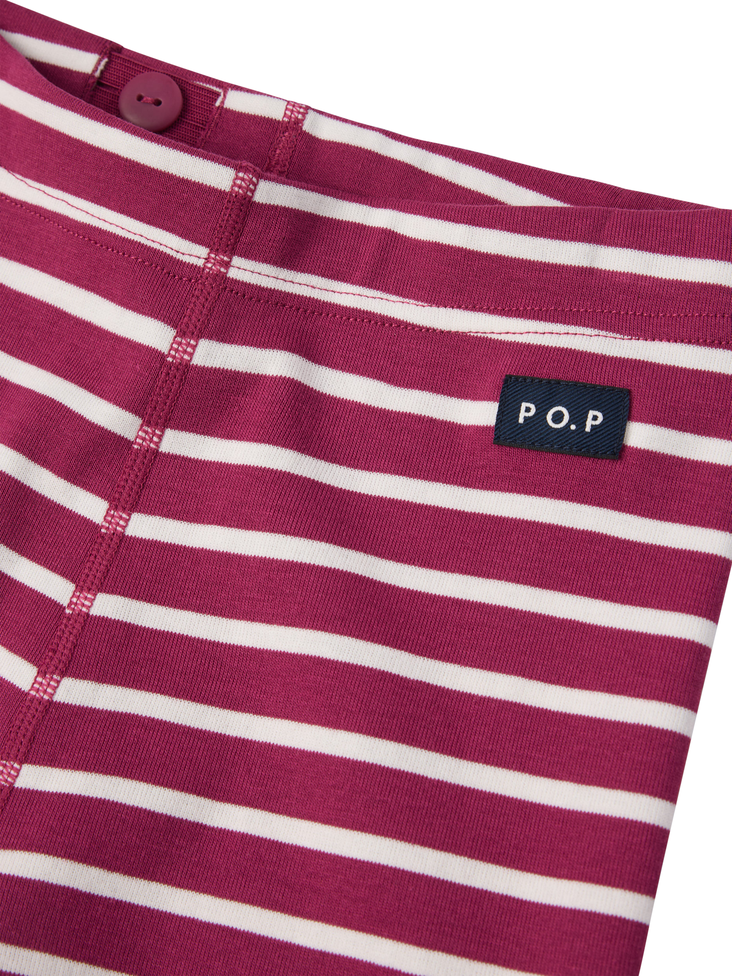 Product image 2 of 4, which shows Polarn O. Pyret Cotton Stripe Leggings, Pink, 18-24 months