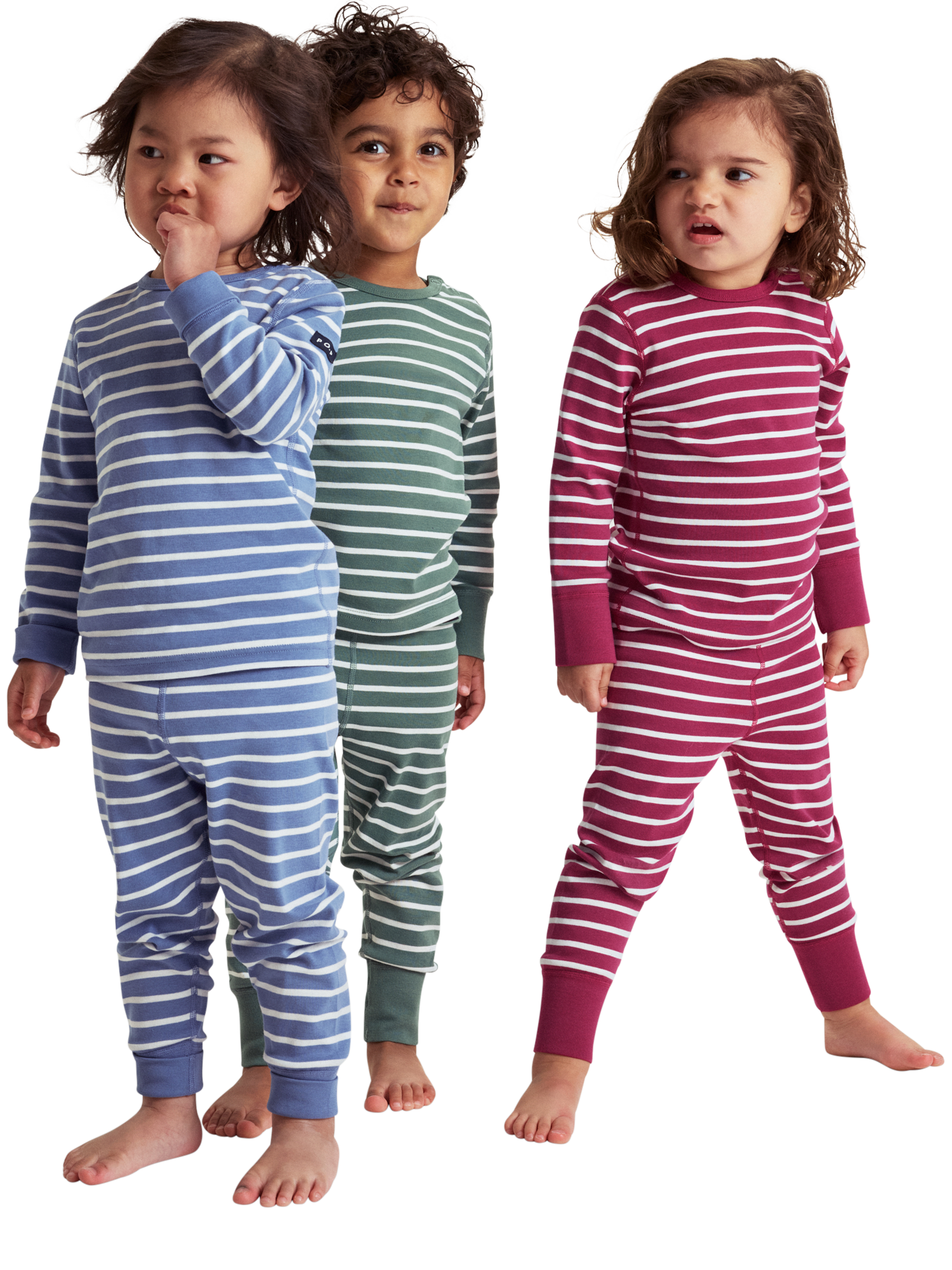 Product image 4 of 4, which shows Polarn O. Pyret Cotton Stripe Leggings, Pink, 18-24 months