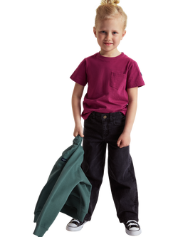 Polarn O. Pyret Kids' SALLY Cotton Wide Leg Jeans, Black, Black