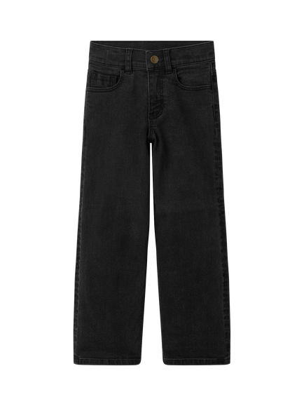 Polarn O. Pyret Kids' SALLY Cotton Wide Leg Jeans, Black - view 2, Black