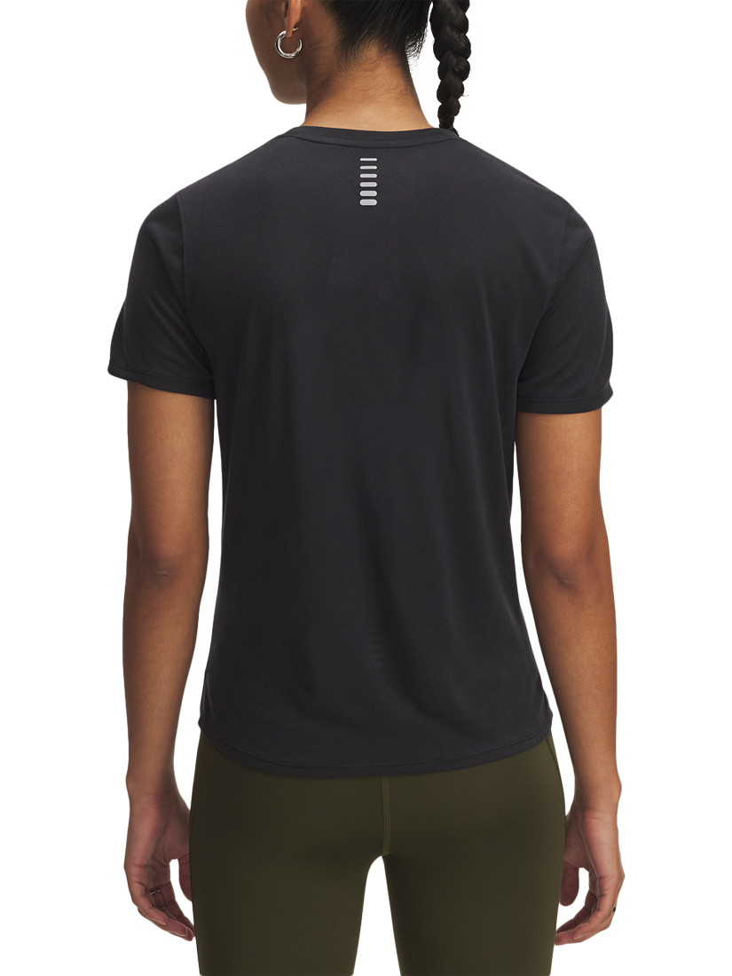 Product image 2 of 3, which shows Under Armour Launch Jacquard Short Sleeve Running Top, Black / Reflective, XS