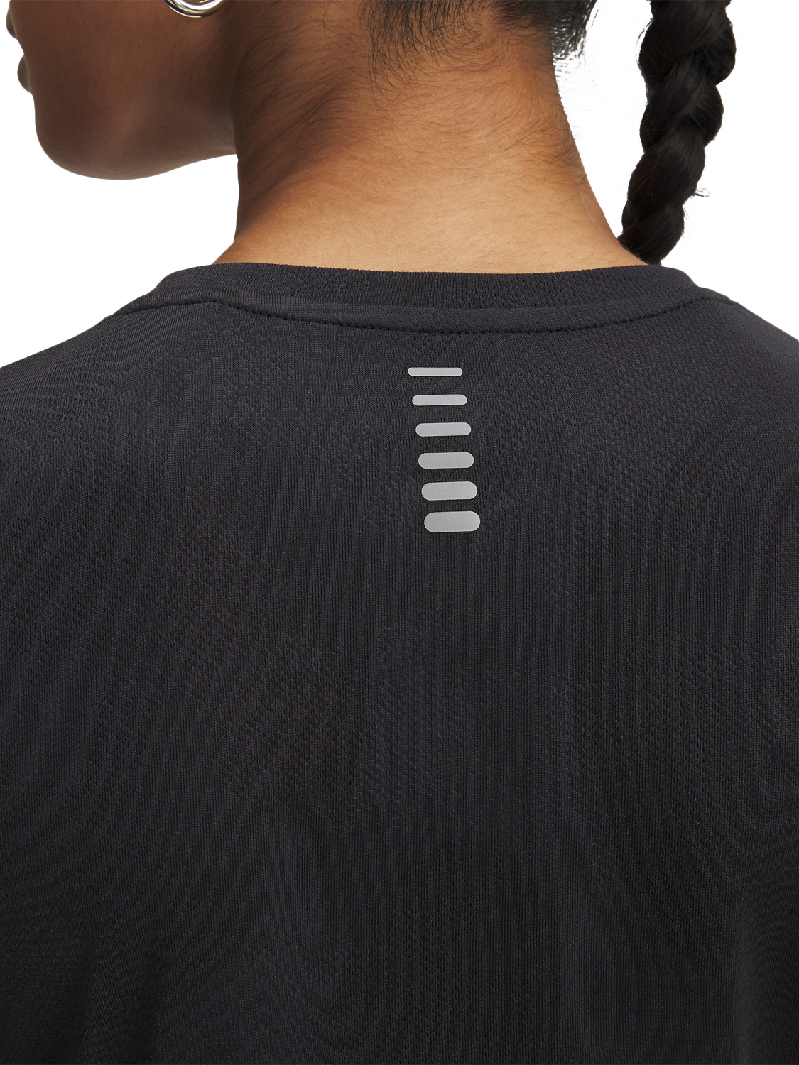 Product image 3 of 3, which shows Under Armour Launch Jacquard Short Sleeve Running Top, Black / Reflective, XS