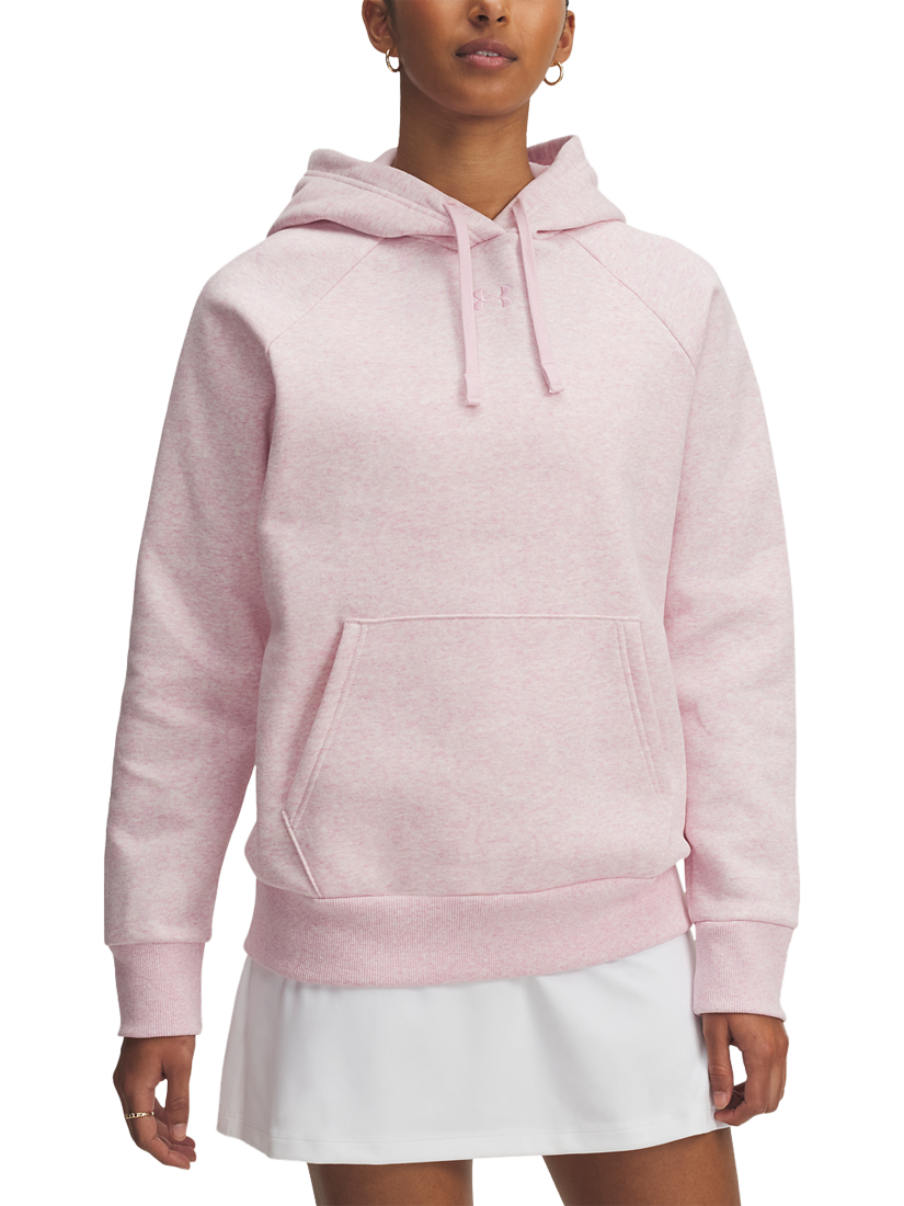 Product image 1 of 3, which shows Under Armour Rival Women's Fleece Hoodie, Heather / Prime Pink, XS