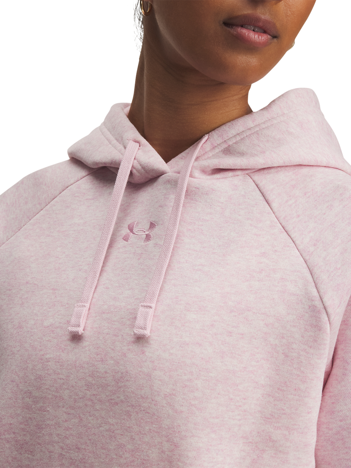Product image 3 of 3, which shows Under Armour Rival Women's Fleece Hoodie, Heather / Prime Pink, XS