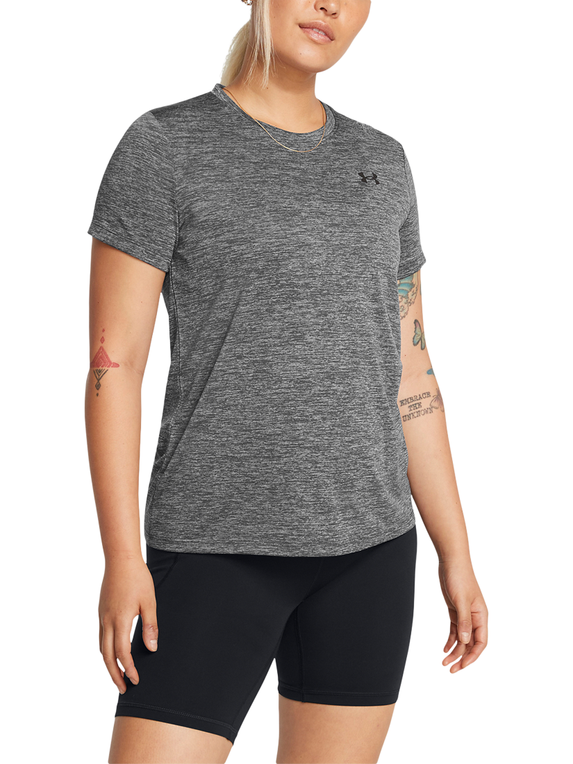 Product image 1 of 4, which shows Under Armour Tech Short Sleeve Sports Top, Castlerock / Black, XS