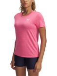 Under Armour Tech Twist Short Sleeve Sports Top, Super Pink /White