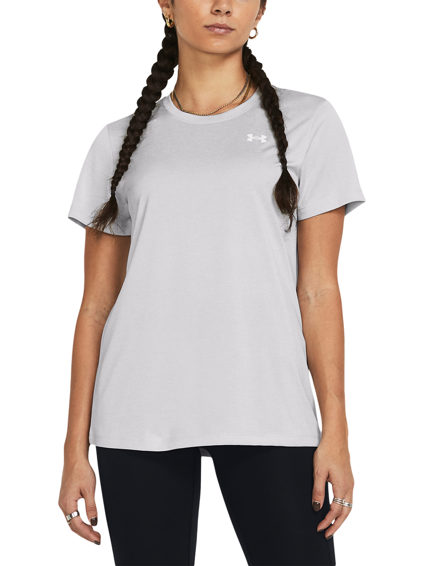 Product image 1 of 4, which shows Under Armour Tech Short Sleeve Sports Top, Halo Gray /White, XS