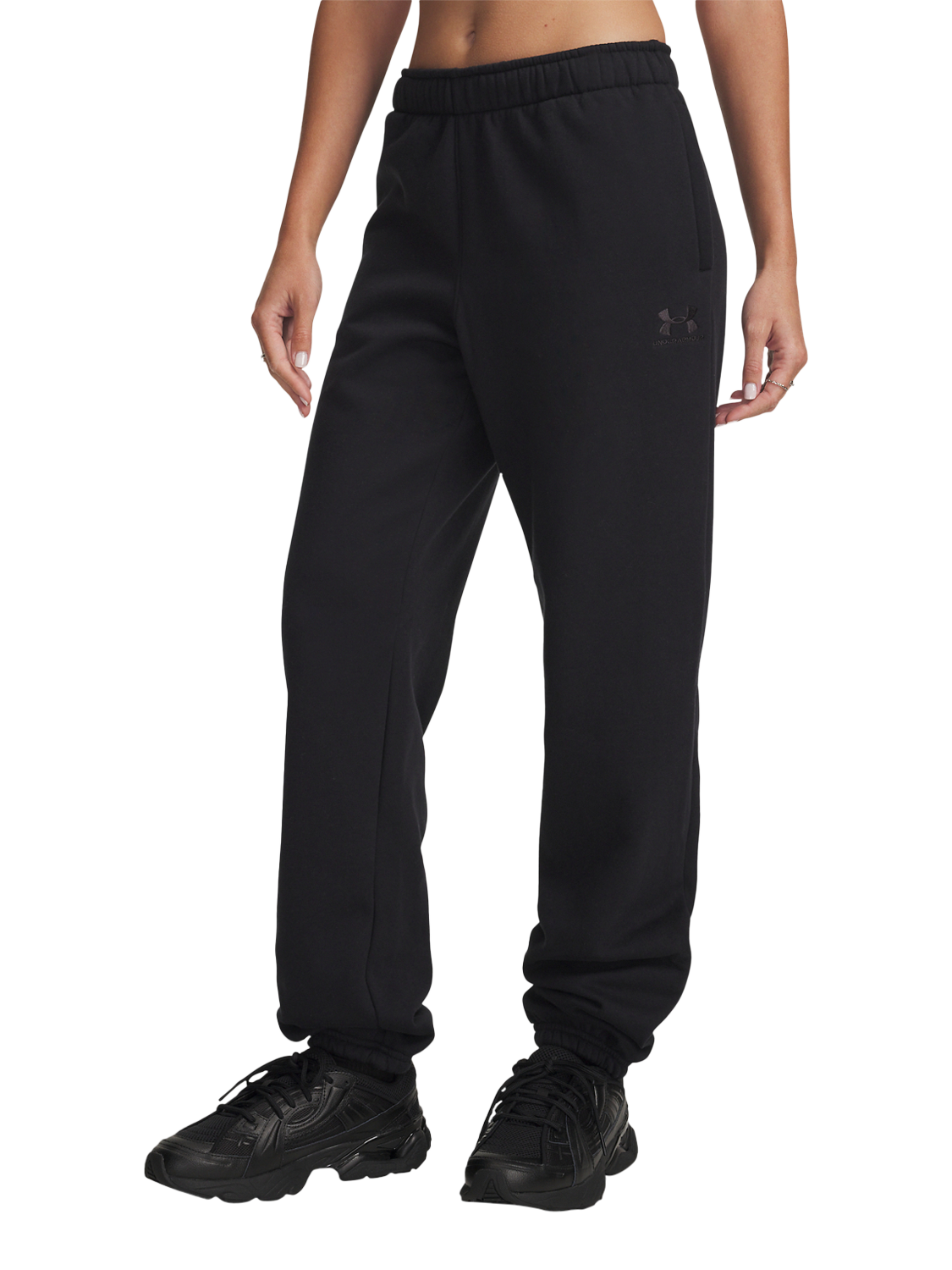 Product image 1 of 4, which shows Under Armour Women's Icon Vida Fleece Joggers, Black / Black, XS