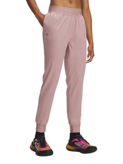 Under Armour Rival Women's Hi Rise Woven Joggers, Black / White, Pink / Maroon Mist