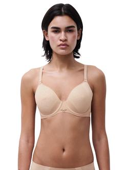 Chantelle Pure Lace Spacer T-Shirt Bra, Black, Golden Beige